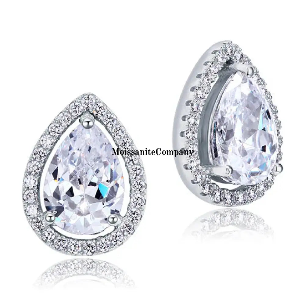 4 Ct. Pear-Cut Moissanite Diamond Stud Earrings 925 Sterling sold Silver